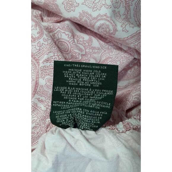 Ralph Lauren RLL Red White Paisley Medallion King Sheet Set Cotton Flaw - Picture 9 of 12